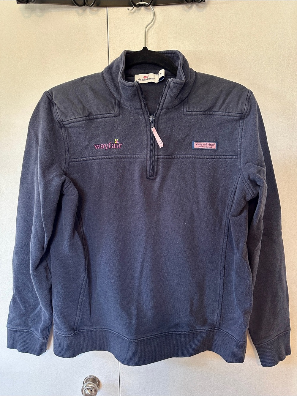 Vineyard Vines Navy Quarter-Zip Pullover with company logo